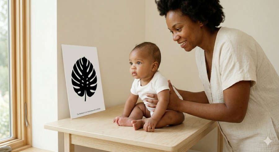 Mother showing activity to her newborn